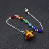 Natural Amethysts Pink Crystal Stone Merkaba 7 Chakra Pendulum