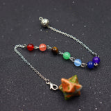 Natural Amethysts Pink Crystal Stone Merkaba 7 Chakra Pendulum
