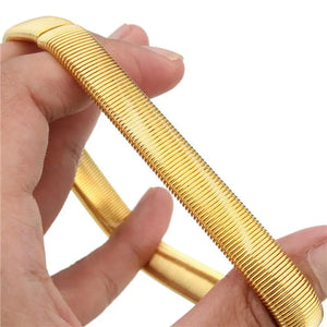 Unisex Punk Solid Elastic Bracelet Metal Sleeve Hoop Springs Steel Wire Armband