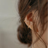 PC Punk Ear Clip Long Tassel Earrings for Women Zircon Ear Cuff