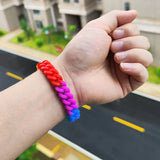 Rainbow Silicone Bracelets Elastic Rubber Wristband Unisex Jewelry