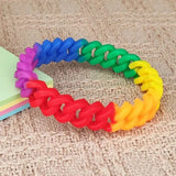 Rainbow Silicone Bracelets Elastic Rubber Wristband Unisex Jewelry