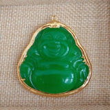Religious Green Agate Buddha Pendant Set