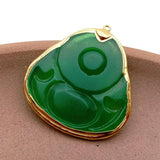 Religious Green Agate Buddha Pendant Set