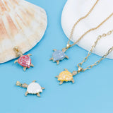 PC Shell & Copper Ocean Jewelry Charms Turtle Pendants Multicolor CZ 3.1cm