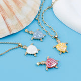 PC Shell & Copper Ocean Jewelry Charms Turtle Pendants Multicolor CZ 3.1cm