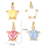 PC Shell & Copper Ocean Jewelry Charms Turtle Pendants Multicolor CZ 3.1cm