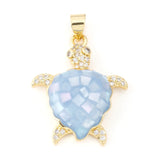 PC Shell & Copper Ocean Jewelry Charms Turtle Pendants Multicolor CZ 3.1cm
