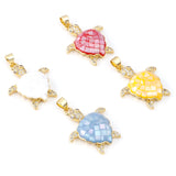 PC Shell & Copper Ocean Jewelry Charms Turtle Pendants Multicolor CZ 3.1cm