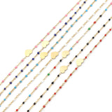 Heart Enamel Multicolor Anklet Stainless Steel 23cm