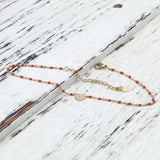 Heart Enamel Multicolor Anklet Stainless Steel 23cm