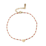 Heart Enamel Multicolor Anklet Stainless Steel 23cm