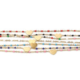 Heart Enamel Multicolor Anklet Stainless Steel 23cm