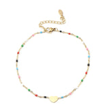 Heart Enamel Multicolor Anklet Stainless Steel 23cm