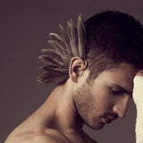 Unisex Gray Feather Earring Cuff Non Piercing Ear Clip