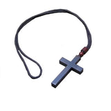 Sandalwood Ebony Cross Necklace Men Women Choker Bijou Male Wood Rope