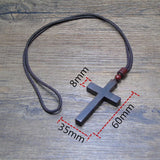 Sandalwood Ebony Cross Necklace Men Women Choker Bijou Male Wood Rope