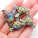 Labradorite Flash Wolf Head Pendant Bead 23x17x9mm