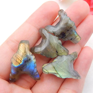 Labradorite Flash Wolf Head Pendant Bead 23x17x9mm