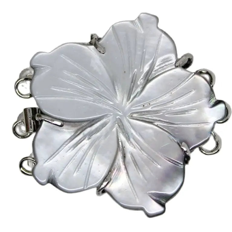 Natural Gray Mother of Pearl Shell Flower Clasp 3ROWS Findings