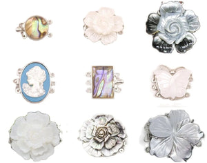 Natural Gray Mother of Pearl Shell Flower Clasp 3ROWS Findings
