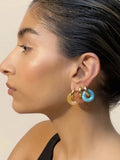 Malachite Bead Hoop Earrings for Women Stainless Steel Jewelry