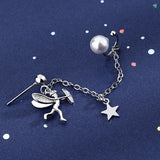 925 Sterling Silver Tassel Angel Star Stud Earrings For Women Girls