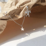 925 Sterling Silver Tassel Angel Star Stud Earrings For Women Girls