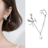 925 Sterling Silver Tassel Angel Star Stud Earrings For Women Girls