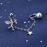 925 Sterling Silver Tassel Angel Star Stud Earrings For Women Girls