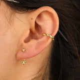925 Sterling Silver Spike Charm Clip Cuff Earrings