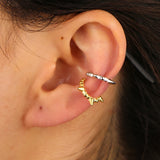 925 Sterling Silver Spike Charm Clip Cuff Earrings