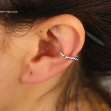 925 Sterling Silver Spike Charm Clip Cuff Earrings