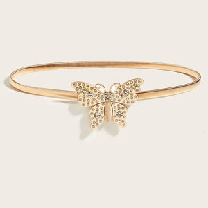 Butterfly Rose Metal Spring Y2K Waist Chain Elastic Belt