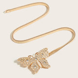 Butterfly Rose Metal Spring Y2K Waist Chain Elastic Belt