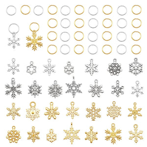 Christmas Snowflake Charms & Rings Mixed Pendant Xmas Decor Jewelry