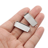10x25mm Stainless Steel Rectangle Cabochon Bezel Tray - DIY Jewelry Making