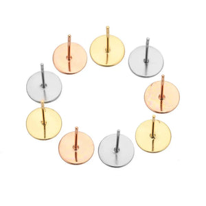 Surgical Steel Earring Posts w/ Flat Pad Base for DIY Jewelry Making