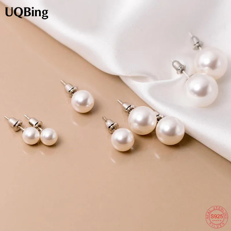 925 Sterling Silver Pearl Stud Earrings Gift for Her