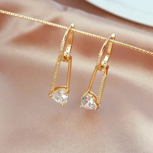 14K Copper-clad Zirconium Crystal Love Earrings DIY Jewelry Accessories
