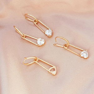 14K Copper-clad Zirconium Crystal Love Earrings DIY Jewelry Accessories