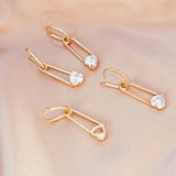 14K Copper-clad Zirconium Crystal Love Earrings DIY Jewelry Accessories