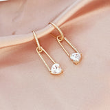 14K Copper-clad Zirconium Crystal Love Earrings DIY Jewelry Accessories