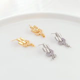 18K Copper Clad S925 Silver Ear Needle w/ Bead Holder DIY Jewelry