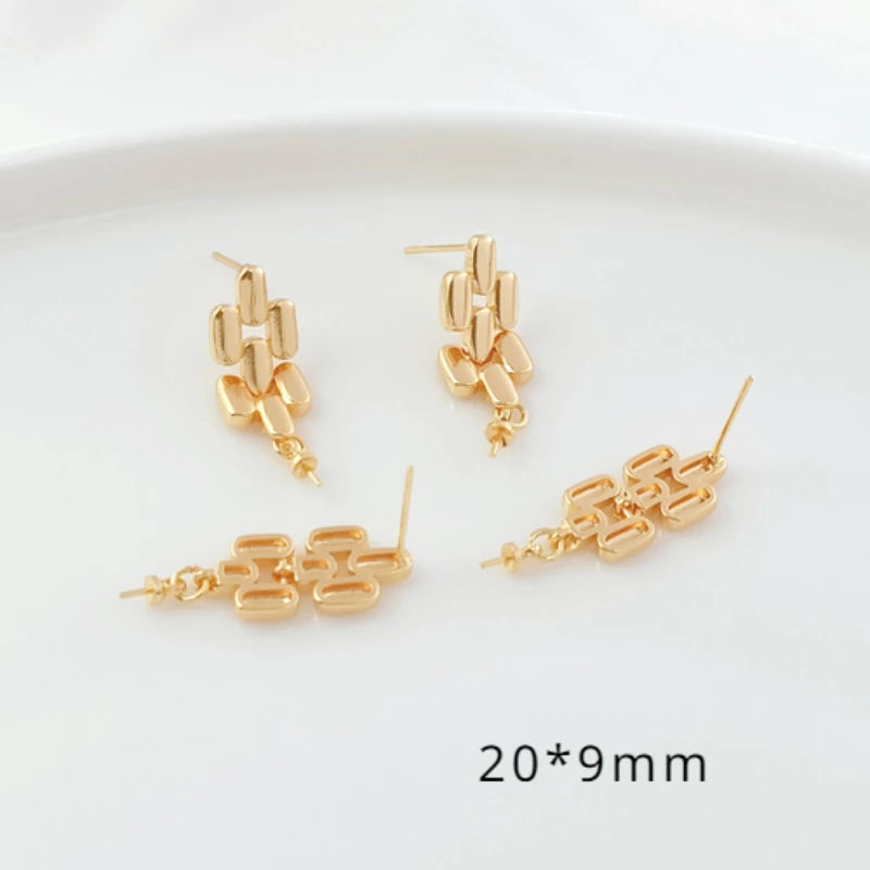 18K Copper Clad S925 Silver Ear Needle w/ Bead Holder DIY Jewelry