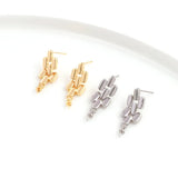 18K Copper Clad S925 Silver Ear Needle w/ Bead Holder DIY Jewelry