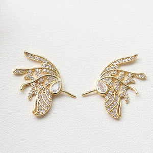 1 Pair 19 * 25mm Zircon Angel Wings Baroque Pearl Pin Accessories