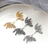 1 Pair 19 * 25mm Zircon Angel Wings Baroque Pearl Pin Accessories