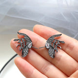 1 Pair 19 * 25mm Zircon Angel Wings Baroque Pearl Pin Accessories
