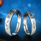 Silver Constellation Ring, Zircon Wedding Couple Rings